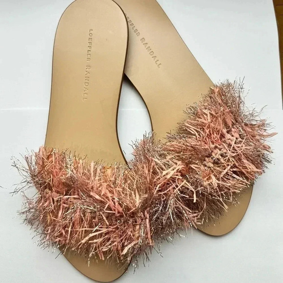 NWOT LOEFFLER RANDALL Katie Raffia Plank Slide in Ballet & Rose Gold size 9 - Picture 4 of 12